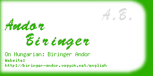 andor biringer business card